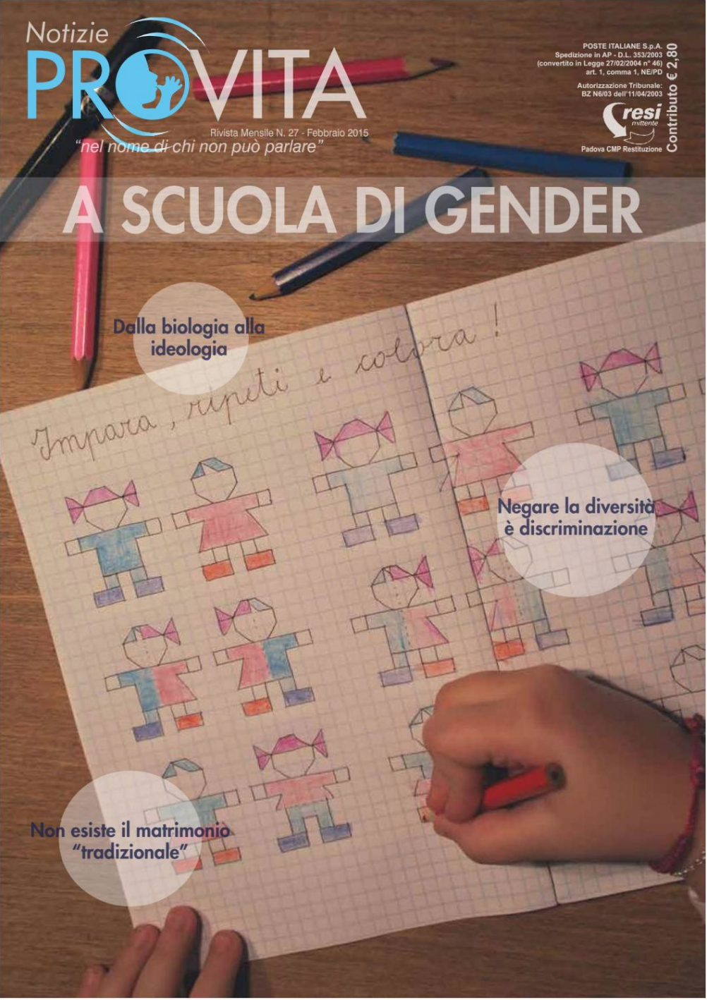 Notizie ProVita di febbraio 15 si concentra sull'ideologia gender